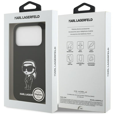 Karl Lagerfeld Silicone Karl Sketch &amp; Logo MagSafe Case for iPhone 17 Pro - Black