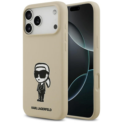 Karl Lagerfeld Silicone Karl Sketch &amp; Logo MagSafe Case for iPhone 17 Pro Max - Brown