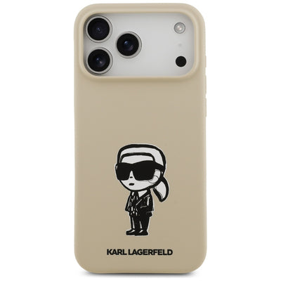 Karl Lagerfeld Silicone Karl Sketch &amp; Logo MagSafe Case for iPhone 17 Pro Max - Brown