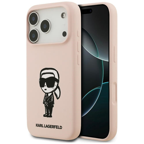 Karl Lagerfeld Silicone Karl Sketch &amp; Logo MagSafe Case for iPhone 17 Pro Max - Pink