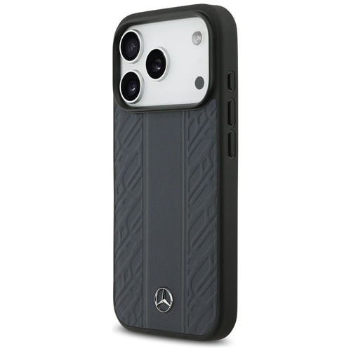 Mercedes Leather Laurel Leaves Stripes MagSafe Case for iPhone 17 Pro - Blue