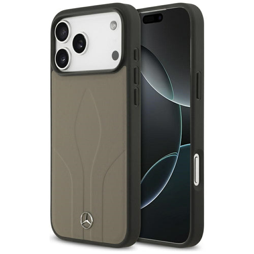 Mercedes Leather The Move MagSafe Case for iPhone 17 Pro Max - Beige