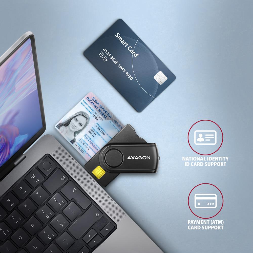 CARD READER USB-C+USB2.0 4SLOT/SMARTCARD CRE-SMP2A AXAGON