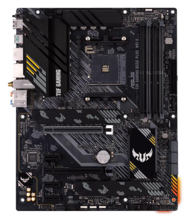 Mainboard ASUS AMD B550 SAM4 ATX Memory DDR4 Memory slots 4 1xPCI-Express 3.0 1x 1xPCI-Express 3.0 4x 1xPCI-Express 4.0 16x 2xM.2 1xHDMI 1xDisplayPort 2xAudio-In 3xAudio-Out 2xUSB 2.0 1xUSB type C 5xUSB 3.2 1xOptical S/PDIF 1xRJ45 TUFGAMB550-PLUSWIFIII