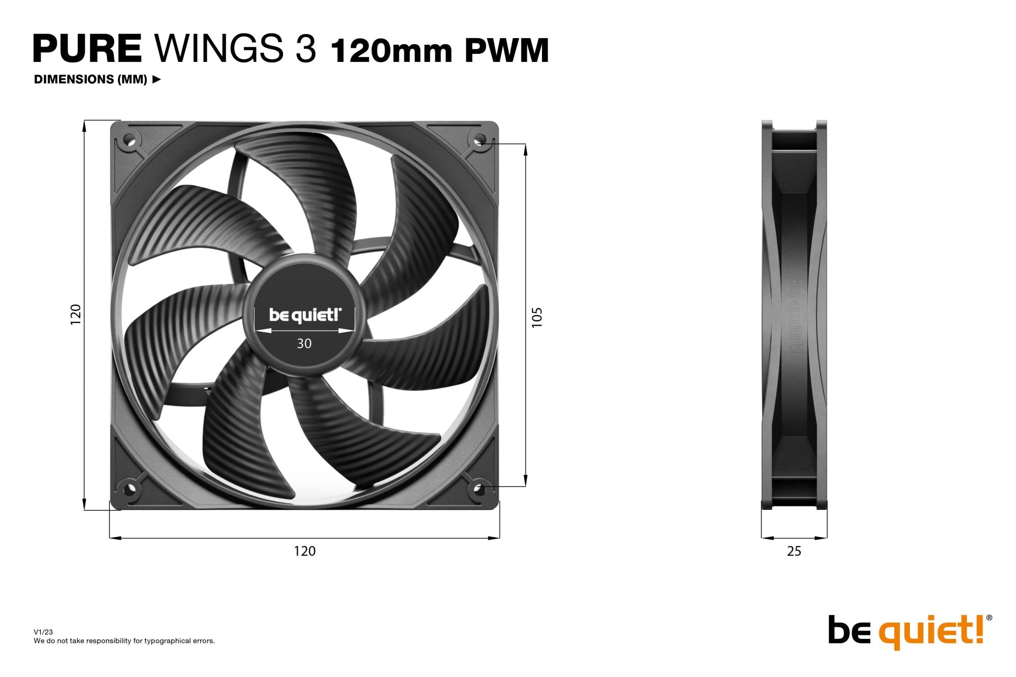 CASE FAN 120MM PURE WINGS 3/PWM 3-PACK BL141 BE QUIET