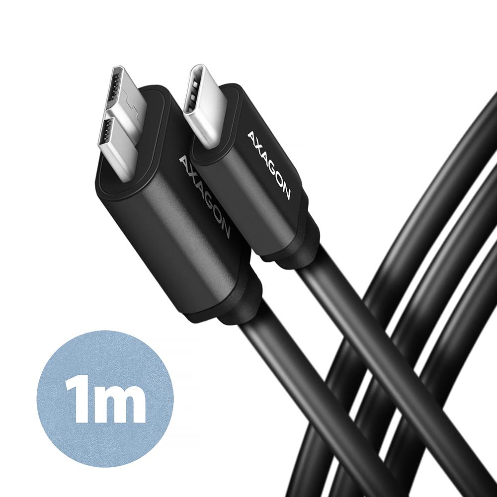 CABLE USB-C TO MICRO-B 1M/SPEED BLK BUMM3-CM10AB AXAGON