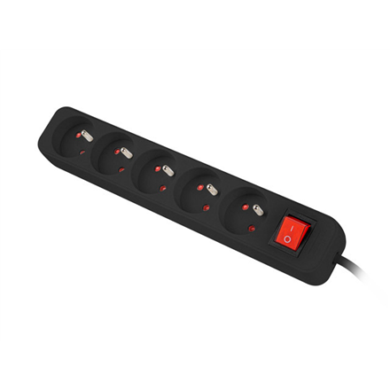 Lanberg Cable Power Strip 3M 5X French Outlets with Switch, Quality-Grade Copper | PS1-05E-0300-BK