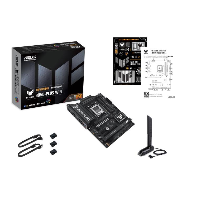 Mainboard ASUS AMD B850 SAM5 ATX Memory DDR5 Memory slots 4 2xPCI-Express 4.0 1x 1xPCI-Express 4.0 16x 1xPCI-Express 5.0 16x 3xM.2 1xHDMI 1xDisplayPort 2xUSB 2.0 4xUSB 3.1 3xUSB 3.2 1xUSB-C 1xRJ45 5xAudio port TUFGAMINGB850-PLUSWIFI