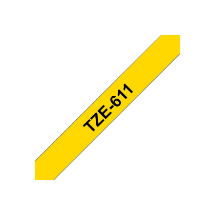 Brother | TZe-611 Laminated Tape | Black on Yellow | TZe | 8 m | 6 cm