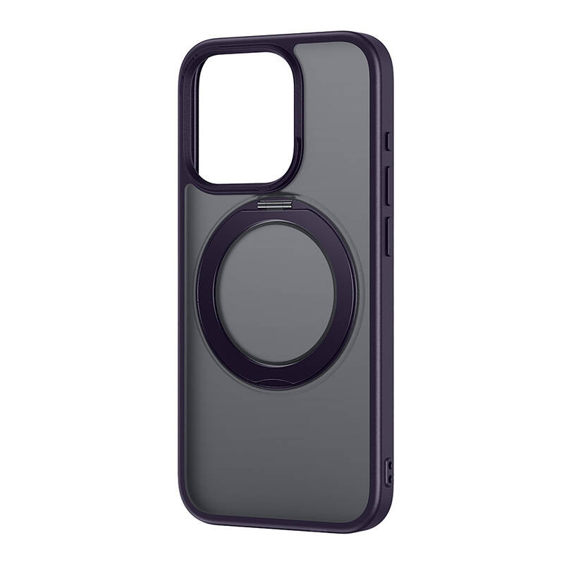 Phone Case Baseus SkyRing Magnetic with Stand for iP 14 Pro Max + tempered-glass and cleaning kit (purple) - Image 1
