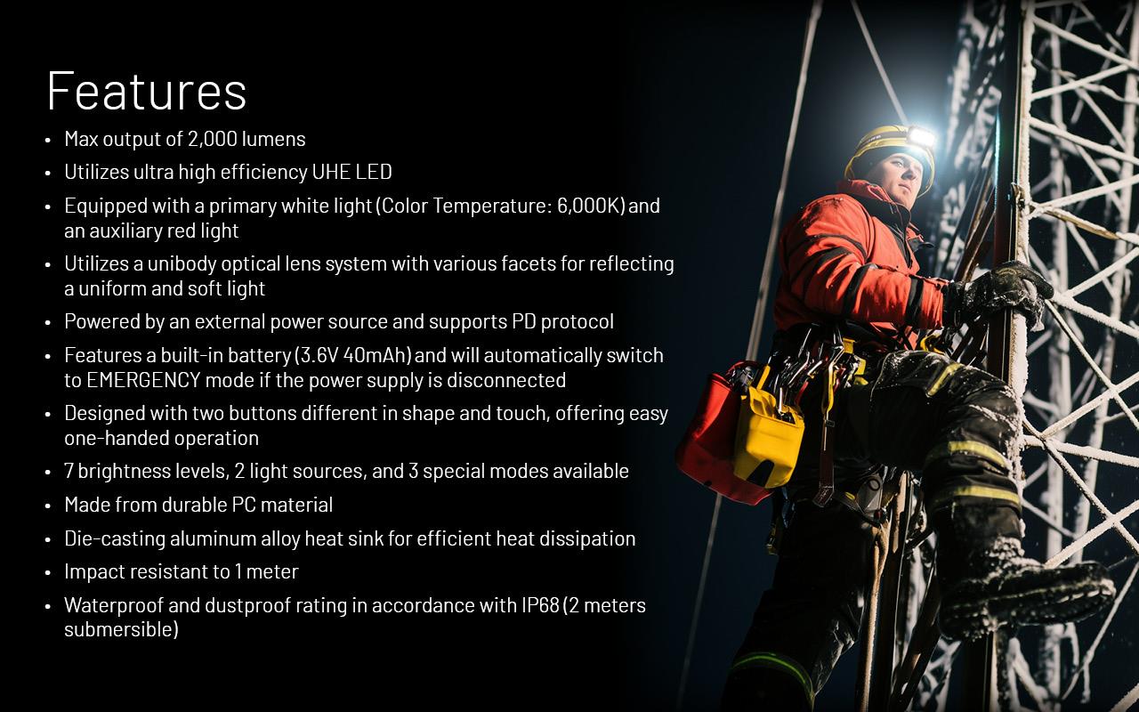 HEADLAMP H SERIES 2000 LUMENS/HU2000 NITECORE