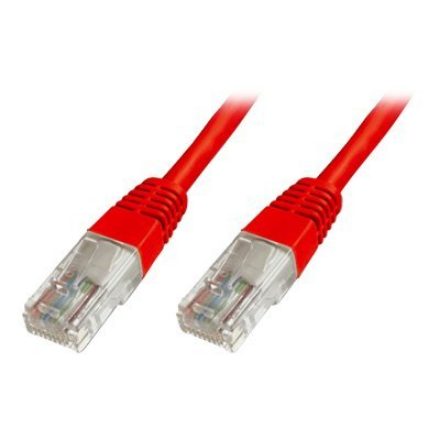 CAT 5e U-UTP | Patch cord | PVC AWG 26/7 | Boots with kink protection, strain relief and latch protection | Red | 0.5 m 