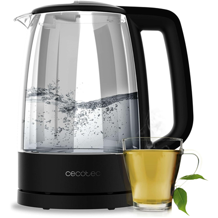 Cecotec Kettle | ThermoSense 320 Clear | 2200 W | Electric | 1.7 L | Glass | 360° rotational base | Black/Transparent