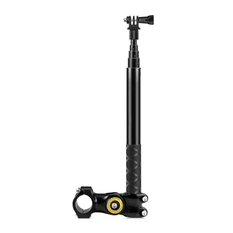 Puluz handlebar mount for bicycles and motorcycles, compatible with action cameras and monopods - Image 1