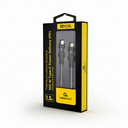 Cablexpert | 100 W Type-C Power Delivery (PD) premium charging and data cable, 1.5 m | CC-USB2B-CMCM100-1.5M