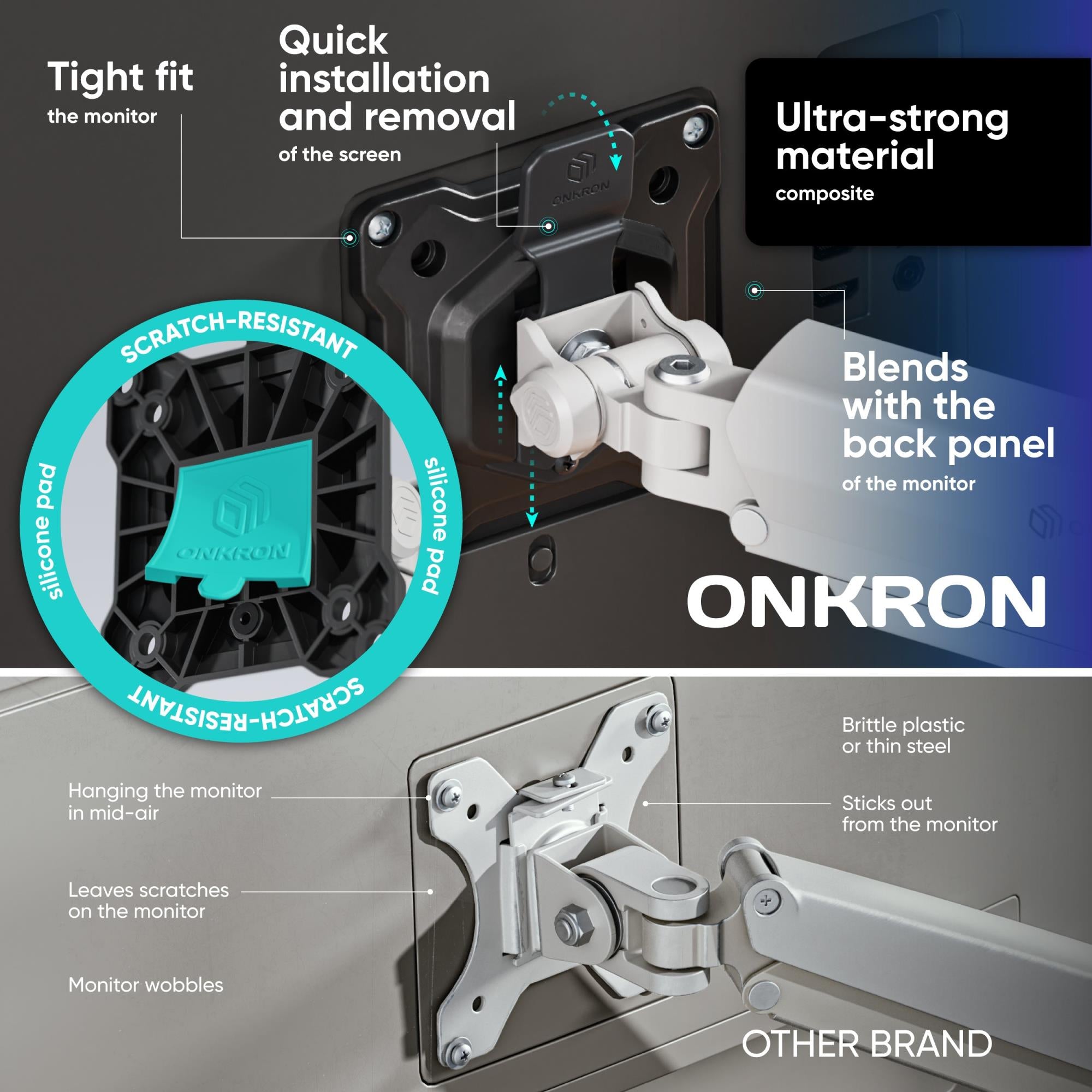 MONITOR ACC DESK MOUNT/13-32" BLK/WHT G80-BW ONKRON
