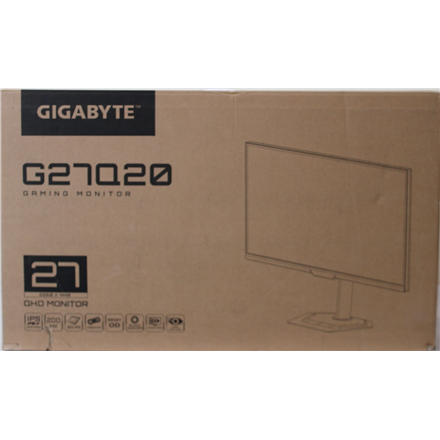 SALE OUT. GIGABYTE GAMING MONITOR 27" G27Q20 | SALE OUT. G27Q20 EK | 27 " | SS IPS | QHD | 200 Hz | 0.5 ms | 2560 x 1440