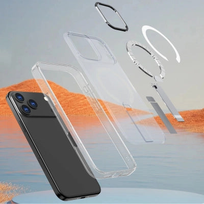 Etui Hybrid Armor X na Samsung Galaxy S25 FE z podstawką kompatybilne z MagSafe - przezroczyste — Hurtel