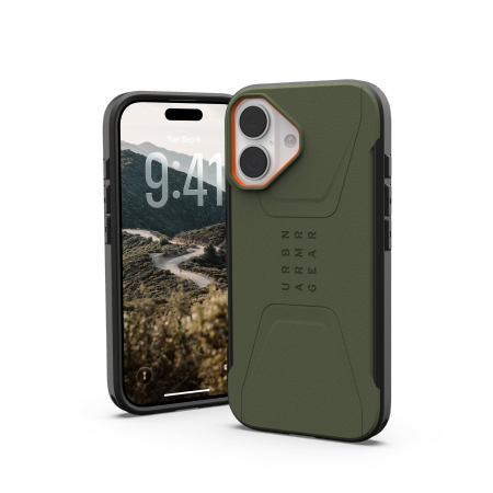 UAG Civilian MagSafe case for iPhone 17 - olive and orange