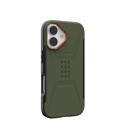 UAG Civilian MagSafe case for iPhone 17 - olive and orange