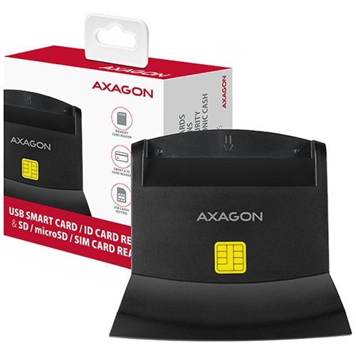 Axagon desktop stand reader Smart card / ID card AXAGON CRE-SM2 with USB 2.0 interface include SD, microSD and SIM card slots