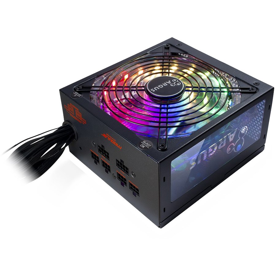 Power Supply INTER-TECH Argus RGB 750W CM, 80PLUS Gold, 140mm fan with 21 ultra bright LEDs,Switchable illumination, Acrylic 