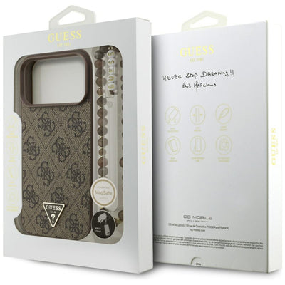 Guess 4G Strap Triangle Logo MagSafe Case for iPhone 17 Pro Max - Brown