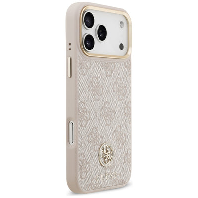 Guess 4G Strass Logo &amp; Big Strap Metal Buttons MagSafe Case for iPhone 17 Pro Max - Pink
