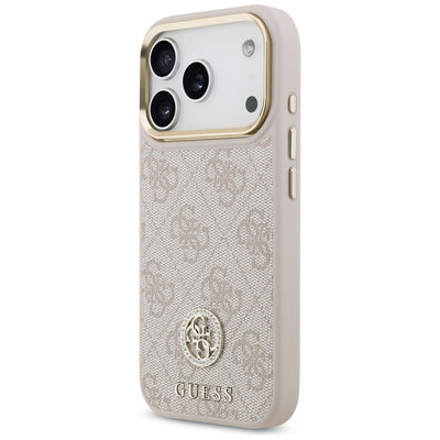 Guess 4G Strass Logo &amp; Big Strap Metal Buttons MagSafe Case for iPhone 17 Pro - Pink