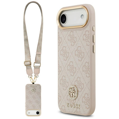 Guess 4G Strass Logo &amp; Big Strap Metal Buttons MagSafe Case for iPhone Air - Pink