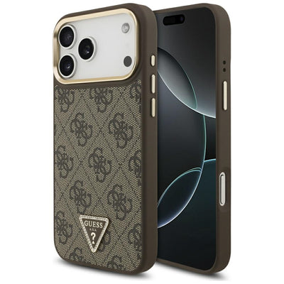 Guess 4G Triangle Logo MagSafe Case for iPhone 17 Pro Max - Brown &amp; Gold