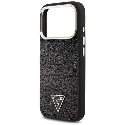 Guess Glitter Triangle Logo MagSafe Case for iPhone 17 Pro - Black