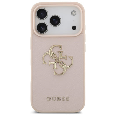 Guess Grained Big 4G &amp; Classic Logo iPhone 17 Pro Case - Pink