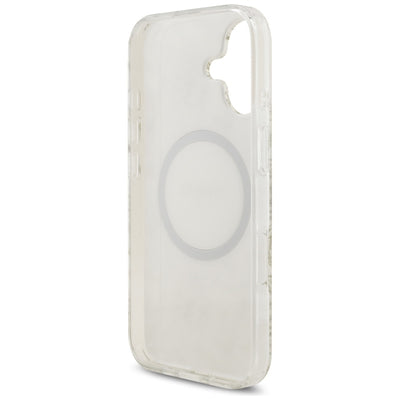 Guess IML Flowers Electro Pearl Strap MagSafe case for iPhone 17 - white