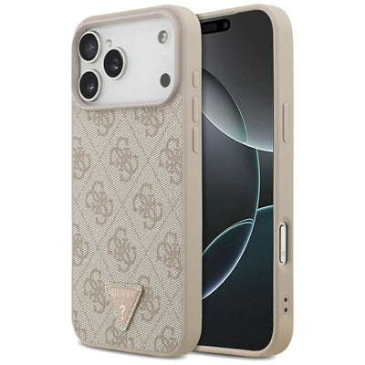 Guess Leather 4G Triangle Strass MagSafe Case for iPhone 17 Pro Max - Pink