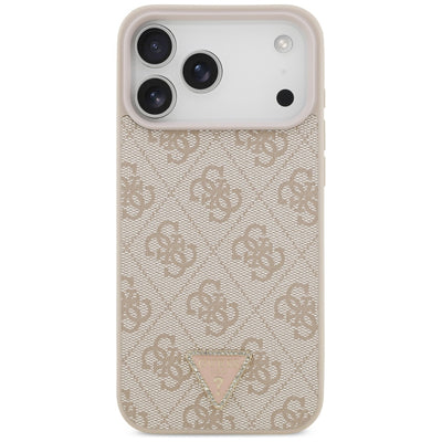 Guess Leather 4G Triangle Strass MagSafe Case for iPhone 17 Pro Max - Pink