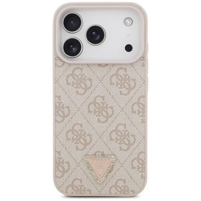 Guess Leather 4G Triangle Strass MagSafe Case for iPhone 17 Pro - Pink