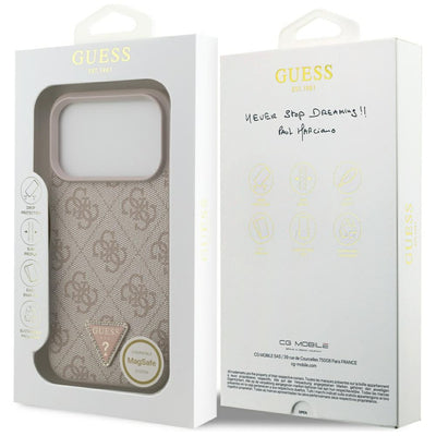 Guess Leather 4G Triangle Strass MagSafe Case for iPhone 17 Pro - Pink