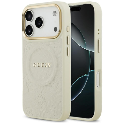 Guess Peony Hot Stamp MagSafe Case for iPhone 17 Pro - Beige