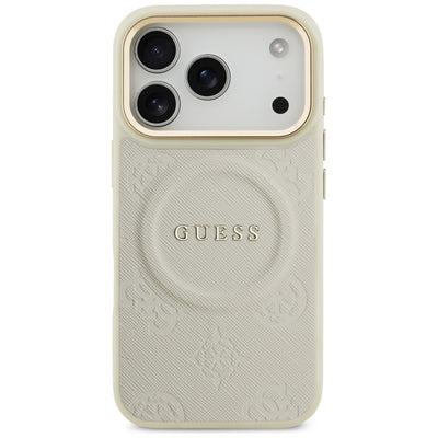 Guess Peony Hot Stamp MagSafe Case for iPhone 17 Pro - Beige