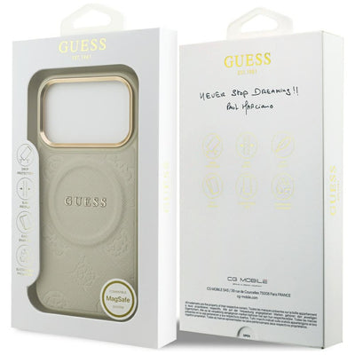 Guess Peony Hot Stamp MagSafe Case for iPhone 17 Pro - Beige