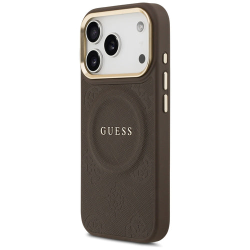 Guess Peony Hot Stamp MagSafe Case for iPhone 17 Pro - Brown