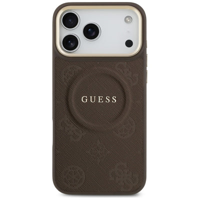Guess Peony Hot Stamp MagSafe Case for iPhone 17 Pro Max - Brown