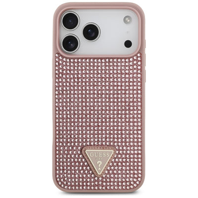 Guess Rhinestone Triangle Logo Case for iPhone 17 Pro Max - Pink