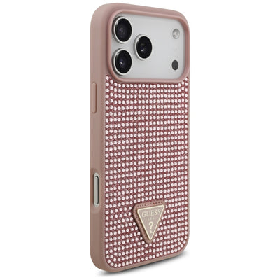 Guess Rhinestone Triangle Logo Case for iPhone 17 Pro Max - Pink