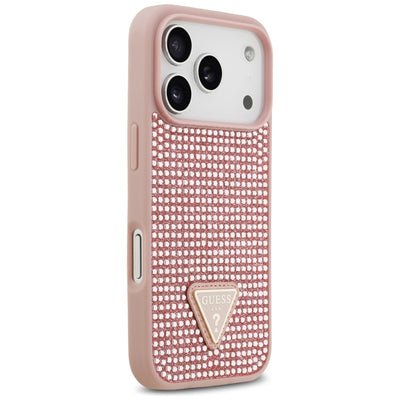 Guess Rhinestone Triangle Logo iPhone 17 Pro Case - Pink