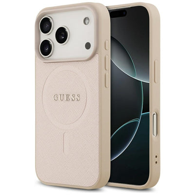 Guess Saffiano Classic Logo MagSafe Case for iPhone 17 Pro - Pink