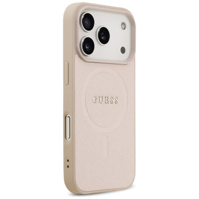 Guess Saffiano Classic Logo MagSafe Case for iPhone 17 Pro - Pink