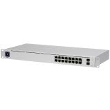 Ubiquiti USW-16-PoE 16-port Layer 2 PoE switch, 8 x GbE PoE+, 8 x GbE ports, 2 x 1G SFP ports, 42W total PoE Power, fanless, 