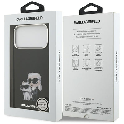Karl Lagerfeld IML Aquarelle Karl &amp; Choupette &amp; Logo MagSafe Case for iPhone 17 Pro Max - Black